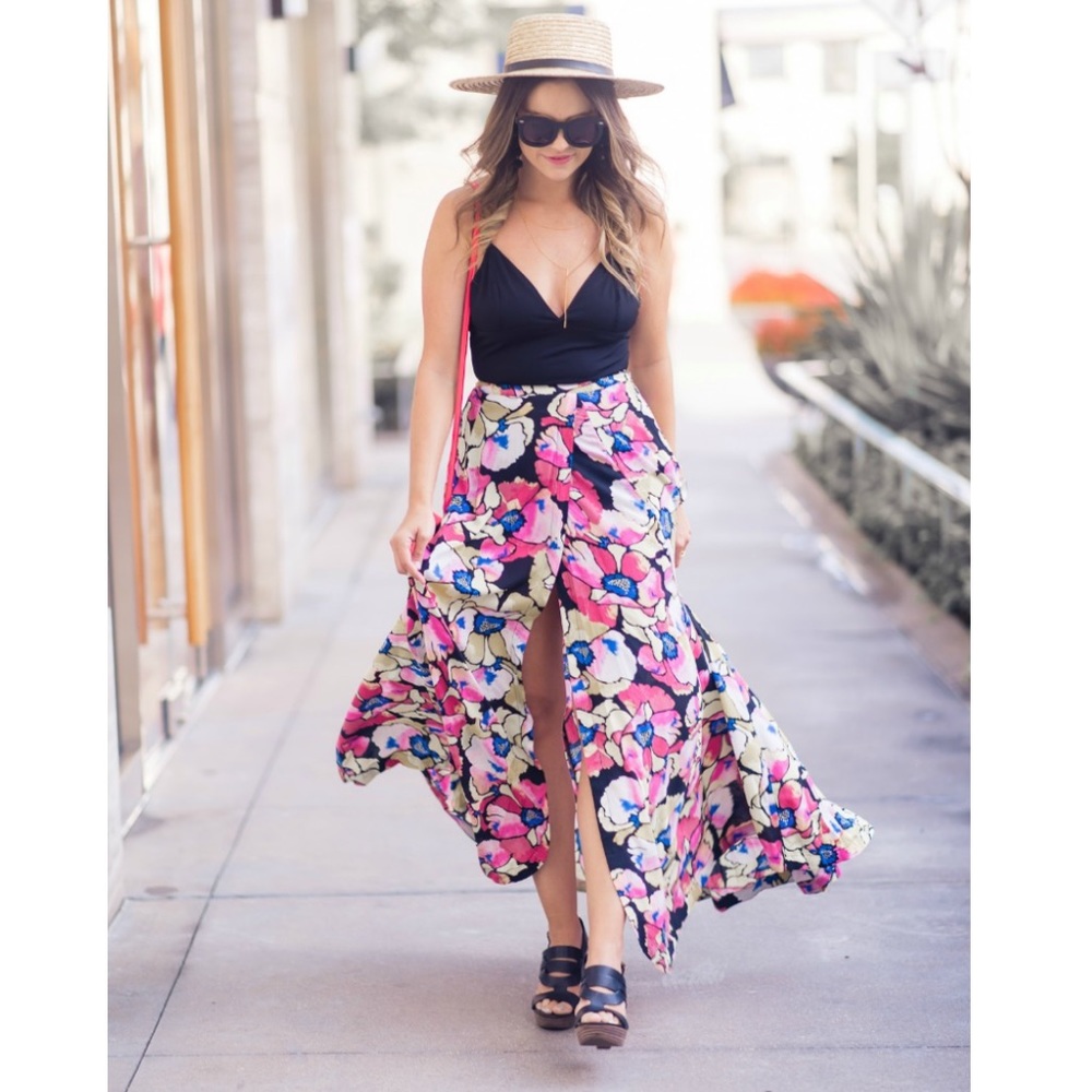Free People Hot Tropics Maxi Skirt in Multicolor Floral Print Size 0 - Picture 1 of 16